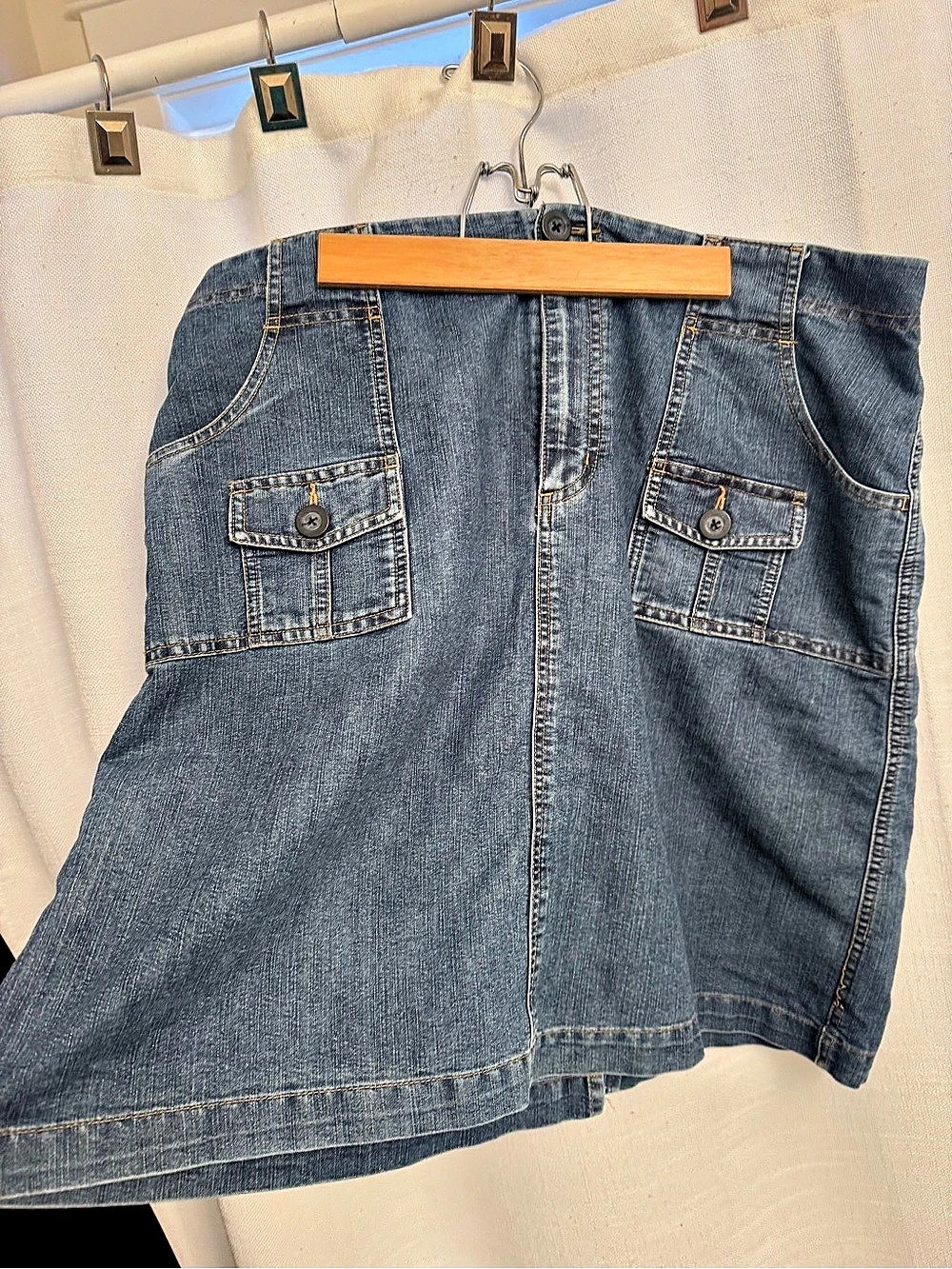 18.5” w Cherokee Utility Pocket Denim Skirt Blue Size 18 - Picture 5 of 6